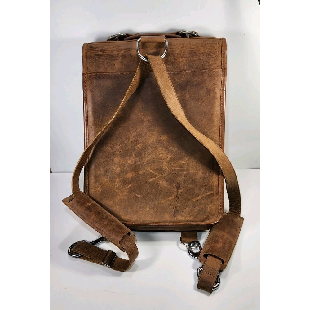 Diaz Heavy Leather Backpack Shoulder Bag Mens Womens Brown Adjustable VTG - Picture 7 of 15